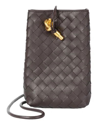 Tiffany & Fred Paris Handwoven Mini Leather Bucket Bag In Brown