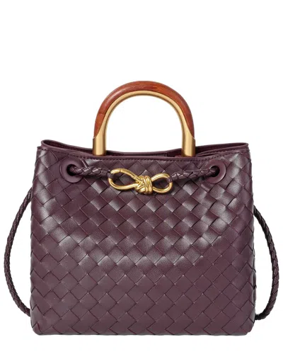 Tiffany & Fred Paris Handwoven Mini Leather Tote In Red