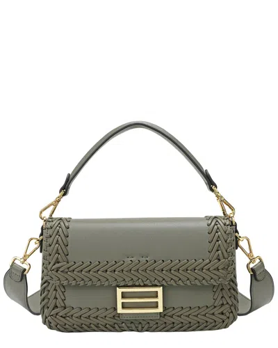 Tiffany & Fred Paris Italian Leather Hand-woven Shoulder Bag In Green