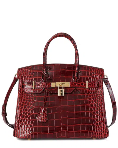 Tiffany & Fred Paris Large Croc-embossed Leather Satchel
