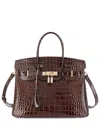 Tiffany & Fred Paris Large Croc-embossed Leather Satchel In Brown