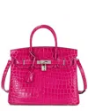 Tiffany & Fred Paris Large Croc-embossed Leather Satchel In Pink