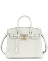 Tiffany & Fred Paris Large Croc-embossed Leather Satchel In White