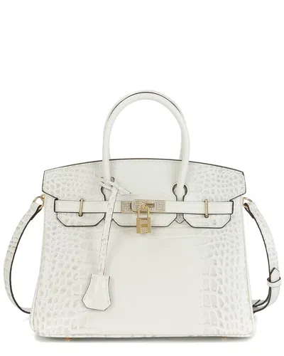 Tiffany & Fred Paris Large Croc-embossed Leather Satchel In White