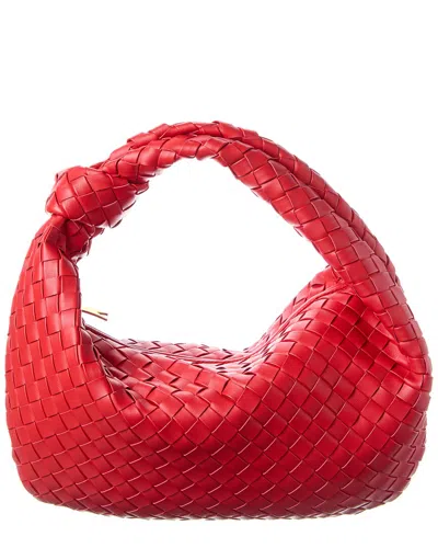 Tiffany & Fred Paris Large Hand-woven Leather Pouch In Red