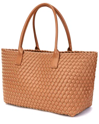 Tiffany & Fred Paris Large Hand-woven Leather Tote In Brown