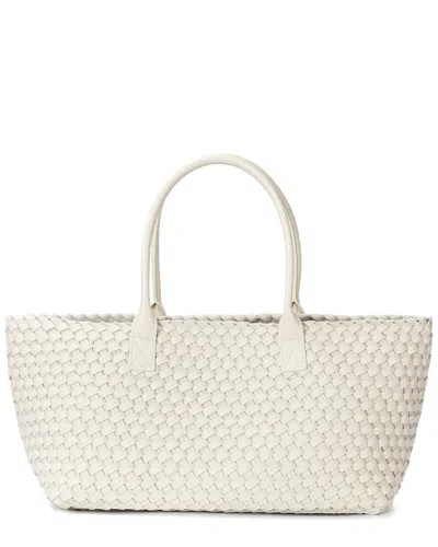 Tiffany & Fred Paris Large Hand-woven Leather Tote Bag In White