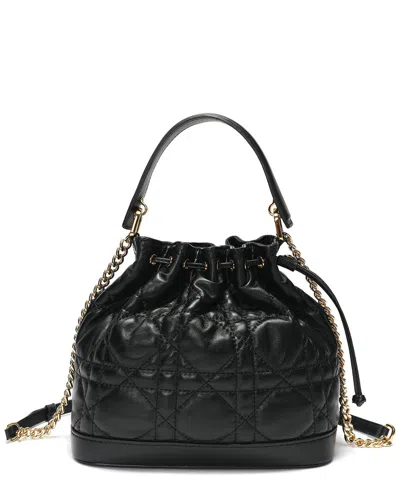 Tiffany & Fred Paris Large Quilted Leather Drawstring Tote In Black