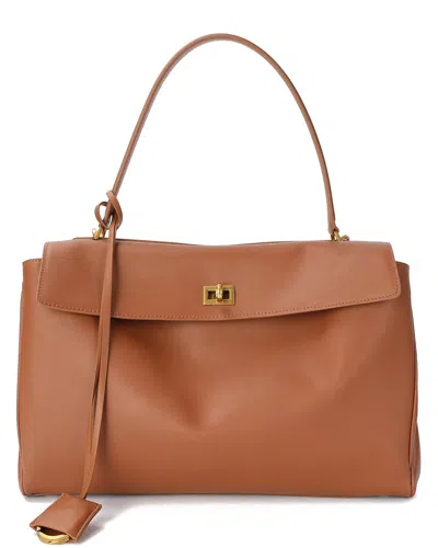 Tiffany & Fred Paris Large Smooth Leather Tote In Caramel