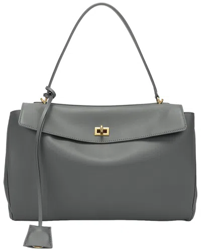 Tiffany & Fred Paris Large Smooth Leather Tote In Gray
