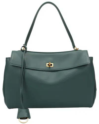 Tiffany & Fred Paris Large Smooth Leather Tote In Green