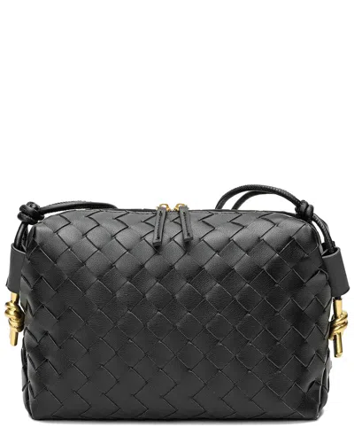 Tiffany & Fred Paris Large Woven Leather Crossbody In Black