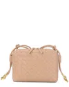 Tiffany & Fred Paris Large Woven Leather Crossbody Messenger Bag In Beige