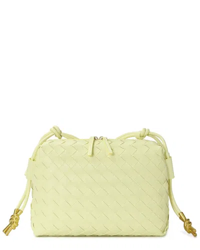 Tiffany & Fred Paris Large Woven Leather Crossbody In Yellow