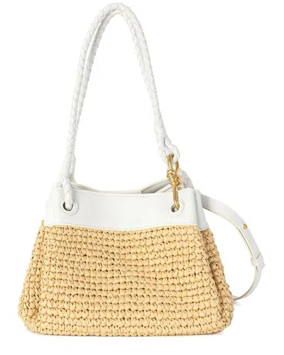 Tiffany & Fred Paris Leather & Raffia Drawstring Shoulder Bag In Brown