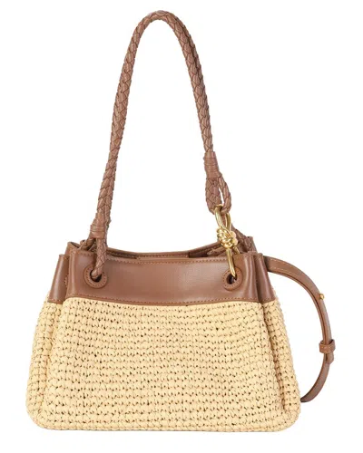 Tiffany & Fred Paris Leather & Raffia Drawstring Shoulder Bag In Multi