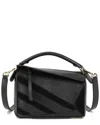 Tiffany & Fred Paris Leather & Suede Geometric Shoulder Bag In Black