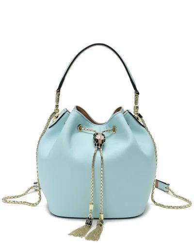 Tiffany & Fred Paris Leather Drawstring Bag In Blue