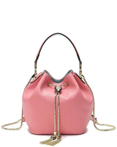 Tiffany & Fred Paris Leather Drawstring Bag In Pink