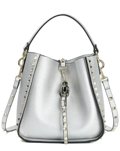 Tiffany & Fred Paris Leather Hobo Shoulder Bag In Silver