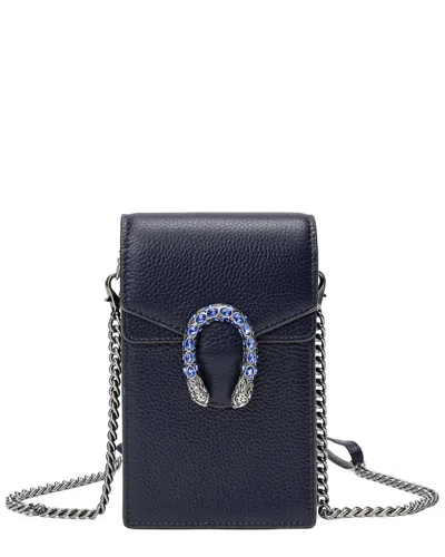 Tiffany & Fred Paris Leather Phone Bag In Blue