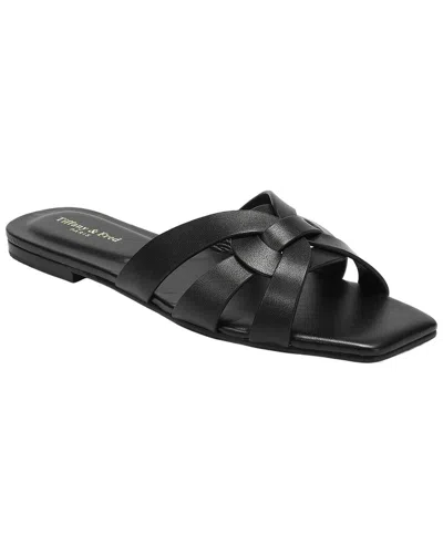 Tiffany & Fred Paris Leather Slide Sandal In Black