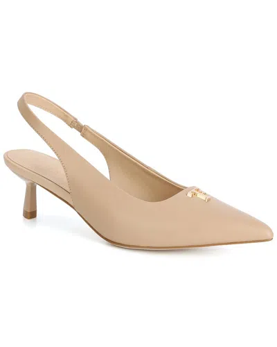 Tiffany & Fred Paris Leather Slingback Kitten Heel Pump In Neutral