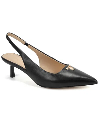Tiffany & Fred Paris Leather Slingback Kitten Heel Pump In Black