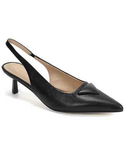 Tiffany & Fred Paris Leather Slingback Kitten Heel Pump In Black