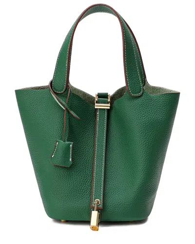 Tiffany & Fred Paris Leather Top Handle Satchel In Green