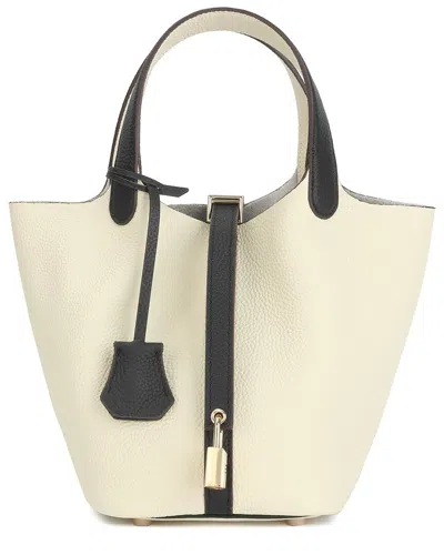 Tiffany & Fred Paris Leather Top Handle Satchel In White