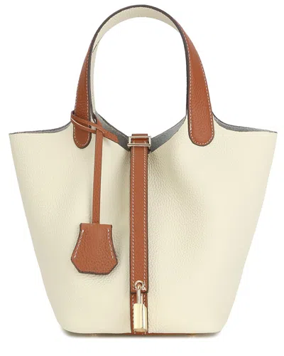 Tiffany & Fred Paris Leather Top Handle Satchel In White