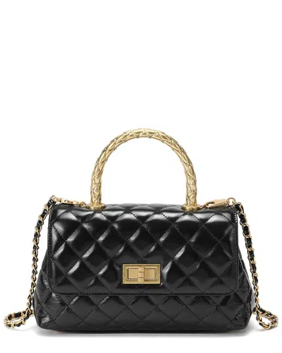 Tiffany & Fred Paris Luxe Quilted Leather Mini Handle Satchel In Black