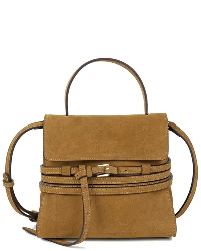 Tiffany & Fred Paris Luxury Suede Convertible Messenger Bag In Brown