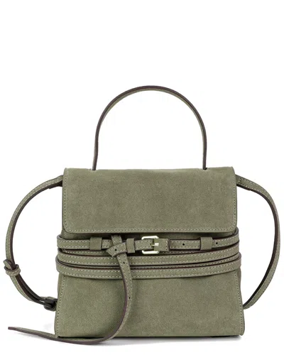 Tiffany & Fred Paris Luxury Suede Convertible Messenger Bag In Green