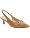 Tiffany & Fred Paris Metal-link Leather Slingback Kitten Heel Pump