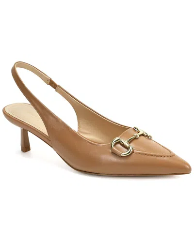 Tiffany & Fred Paris Metal-link Leather Slingback Kitten Heel Pump