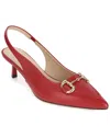 Tiffany & Fred Paris Metal-link Leather Slingback Kitten Heel Pump