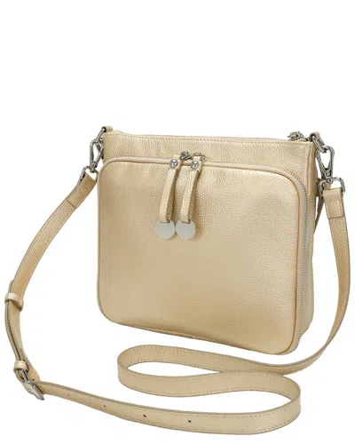 Tiffany & Fred Paris Tiffany And Fred Paris Metallic Leather Double Zip Crossbody In Gold