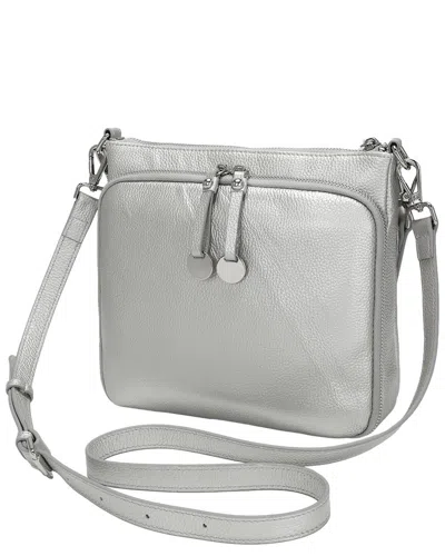 Tiffany & Fred Paris Tiffany And Fred Paris Metallic Leather Double Zip Crossbody In Gray