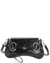 Tiffany & Fred Paris Metallic Leather Shoulder Bag In Black