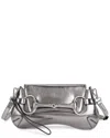 Tiffany & Fred Paris Metallic Leather Shoulder Bag In Gray