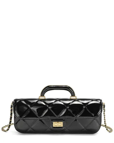 Tiffany & Fred Paris Metallic Quilted Leather Top Handle Clutch In Black