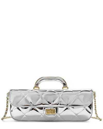 Tiffany & Fred Paris Metallic Quilted Leather Top Handle Clutch In Gray