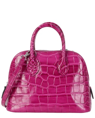 Tiffany & Fred Paris Mini Croc-embossed Leather Satchel In Pink
