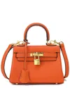 Tiffany & Fred Paris Mini Grained Leather Satchel In Orange