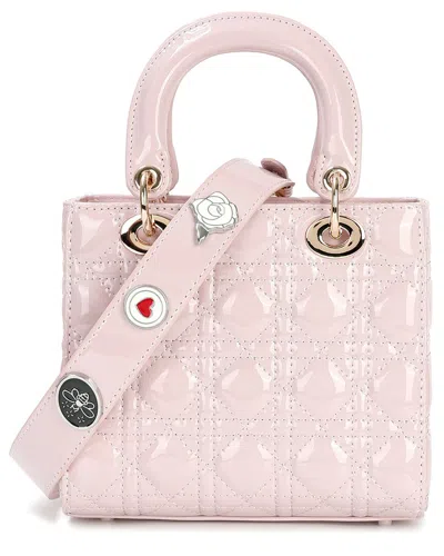 Tiffany & Fred Paris Mini Patent Quilted Tote In Pink