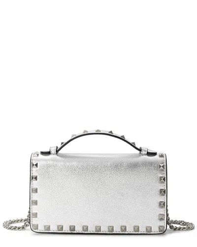 Tiffany & Fred Paris Mini Pebbled Leather Crossbody In Silver