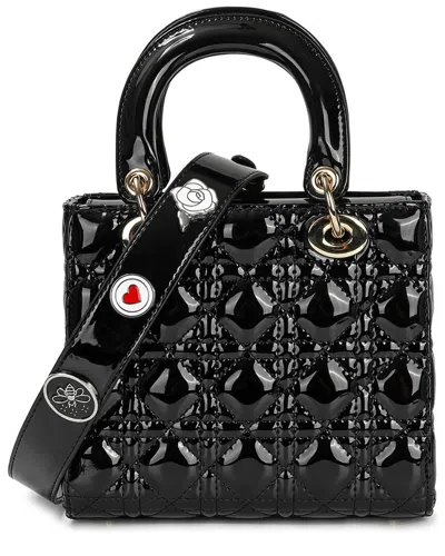 Tiffany & Fred Paris Mini Quilted Patent Satchel In Black