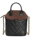 Tiffany & Fred Paris Mini Quilted Suede & Leather Tote In Green